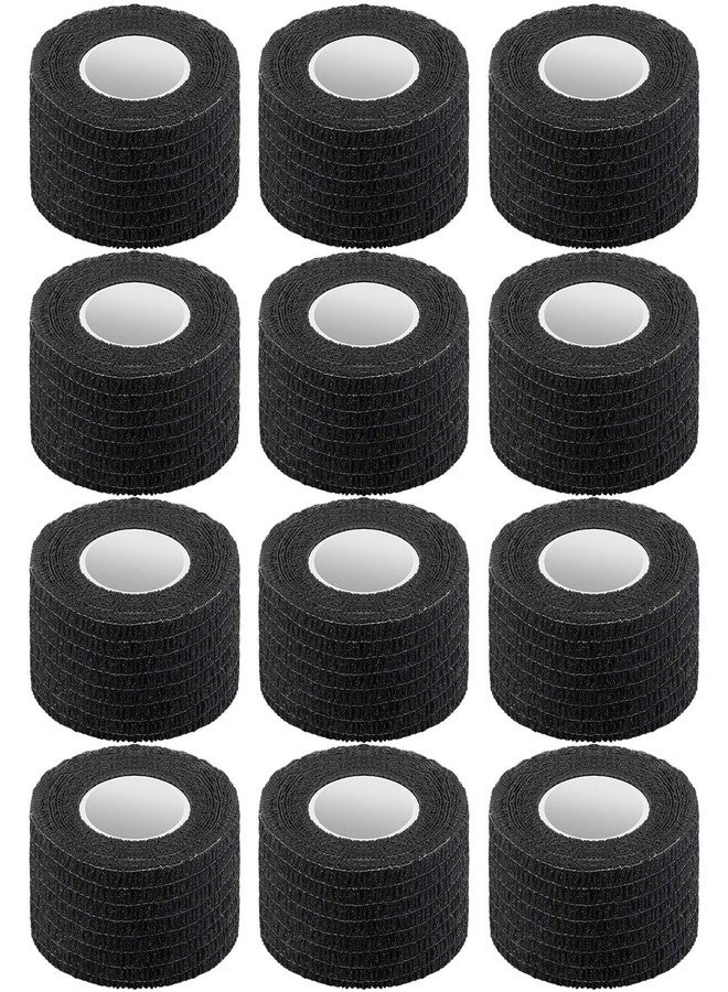 Pangda 12 Pack 1'' x 5 Yards Self Adhesive Bandage Wrap, Black Elastic Breathable Self Adherent Wrap for Sports, Toe, Wrist, Ankle, Swelling Wraps - Image 1
